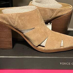 Vince Camuto Beige Suede Women's Clogs
